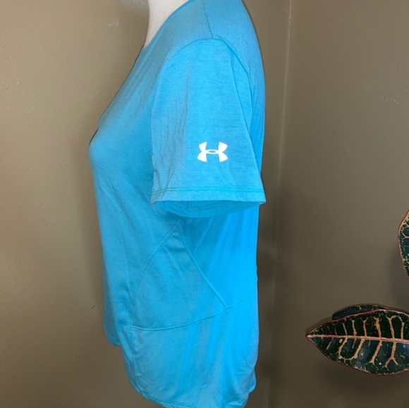 Under Armour Blue Fitted Heat Gear Large Run Top - Picture 6 of 10